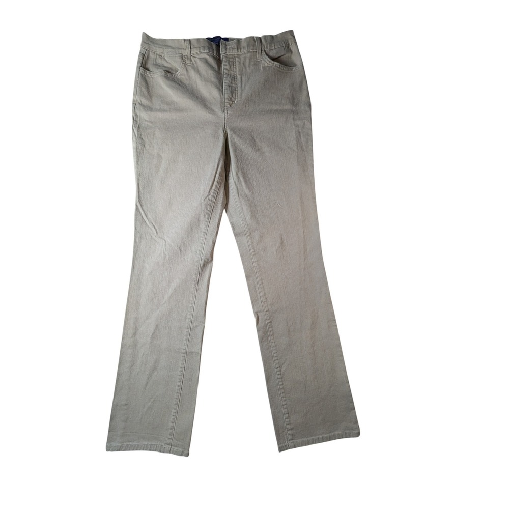 NYDJ Not Your Daughters Jeans Khaki Tan Straight Leg Lift Tuck Pants Womens 14